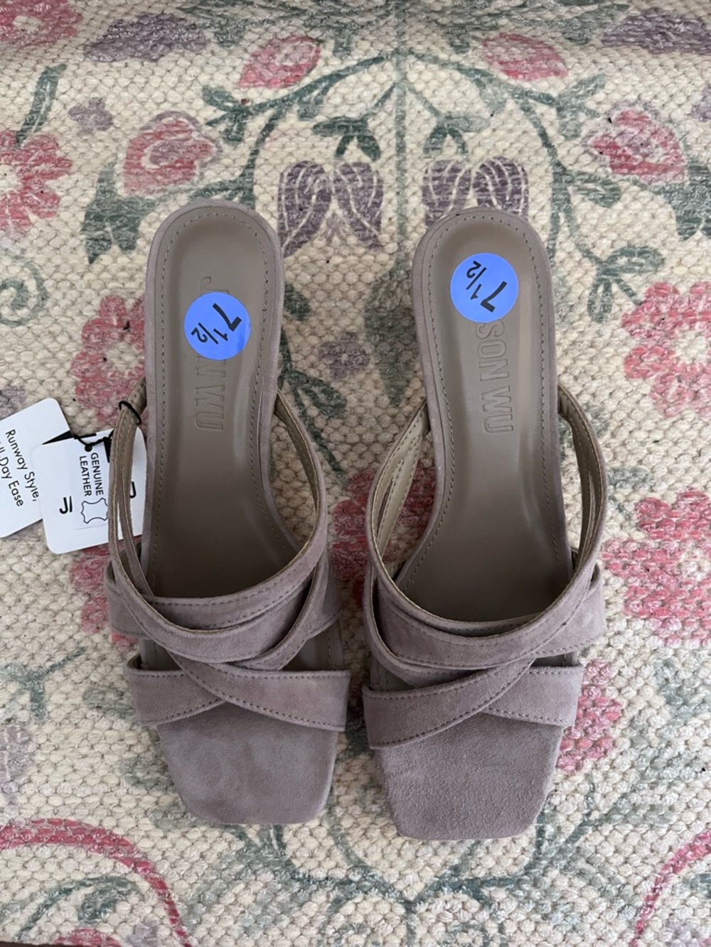 NWT Jason Wu Kims Suede Square Toe Kitten Sandal - Picture 10 of 11